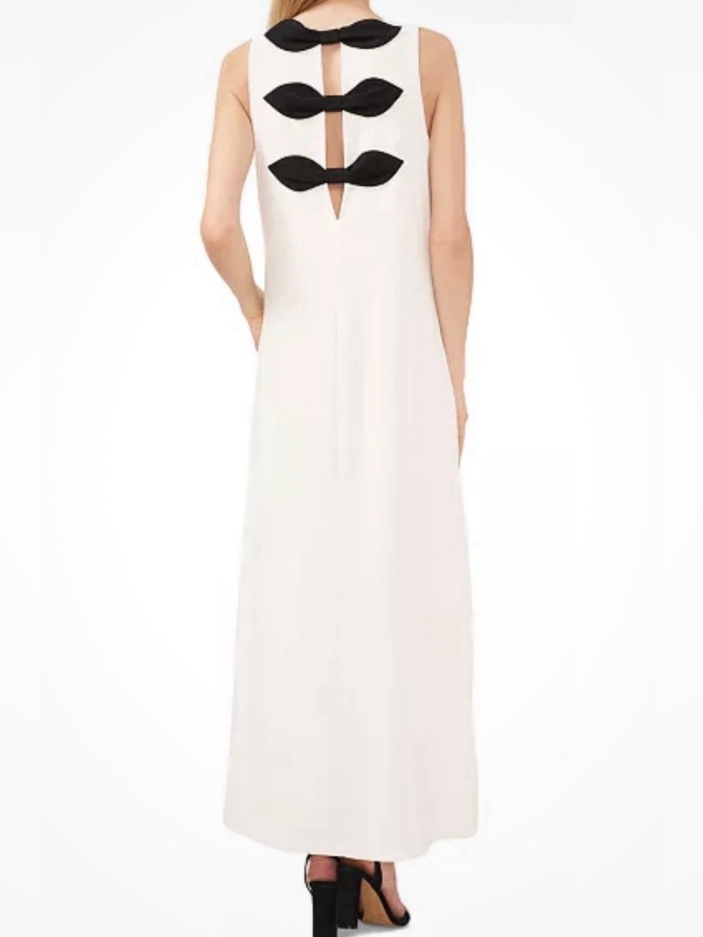 CeCe White Maxi Dress with Black Bow Back Detail